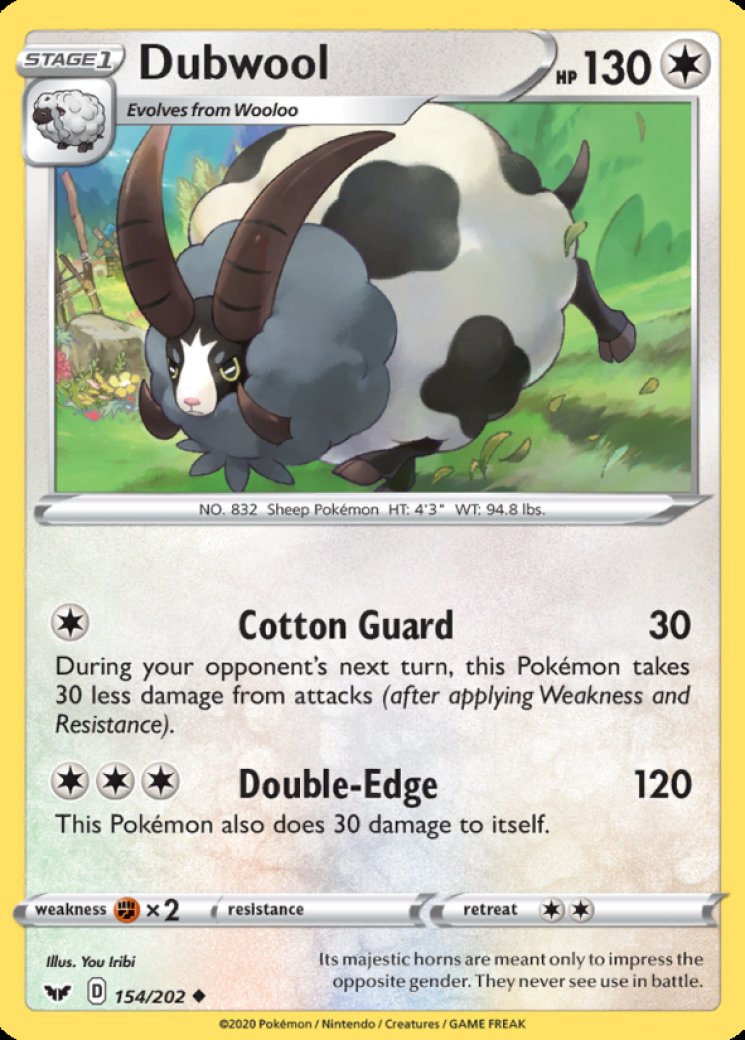 dubwool v pokemon card value Pokemon TCG Ultra Rare Dubwool V - SWSH049 & 10 Bonus Cards