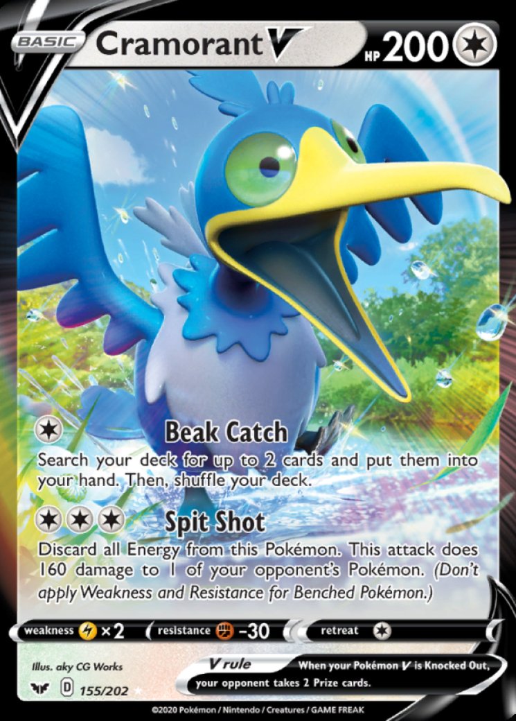 cramorant pokemon card value VMax - 055/072 Full Art Ultra Rare during your opponents next turn Cramorant VMAX Shining Fates Pokemon