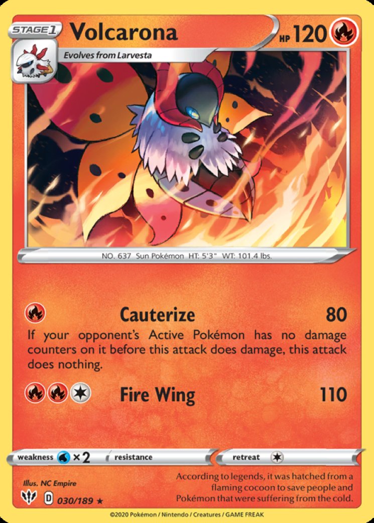 volcarona v pokemon card value - 13/101 Reverse Holo Rare Fire Fire Surging Flames (20+) This attack does 20 more damage for each basic Energy card in your discard pile Volcarona V 21/203 Price 2026
