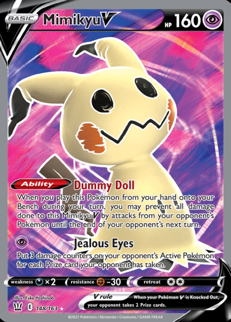 shiny mimikyu pokemon card Weakness Darkness ×2 Resistance Fighting Mimikyu V Brilliant Stars |