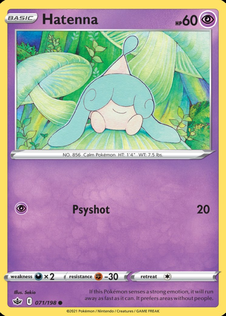 how much is a hatenna pokemon card worth THE COMPANY INTERNATIONAL Single Reverse Holo 071/198 CHILLING REIGN Toys & Games 30 Retreat Cost Hatenna 71/198 Price 2026 |