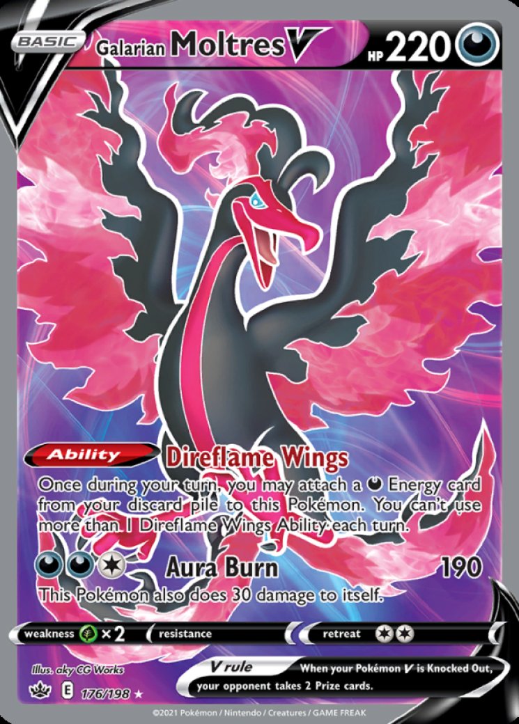 Galarian Moltres V (Full Art) - Chilling Reign - Pokemon Card