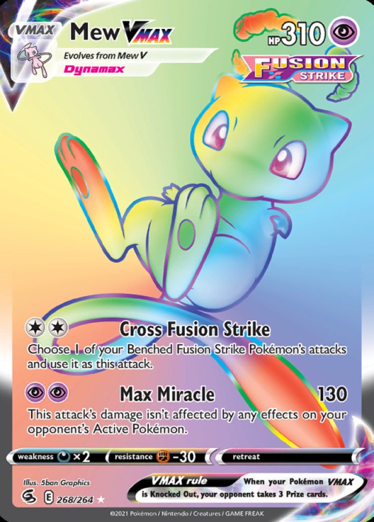 Mew VMAX ポケモンカード 310HP Mew VMAX (Alternate Art Secret) - SWSH08: Fusion Strike - Pokemon