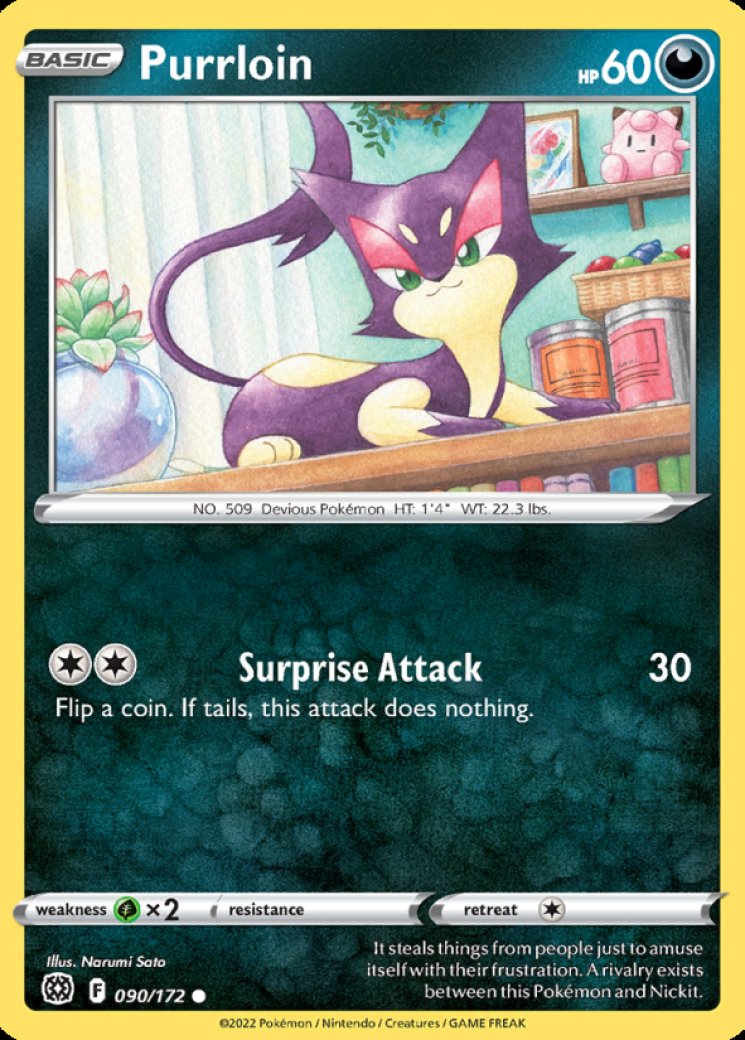 purrloin pokemon card The Cards of Pokmon TCG: Crown Zenith Part 13: Basic Pokemon Pokemon Champions Path Single Card