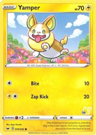 Yamper - 074/202 (#58 Pikachu Stamped)