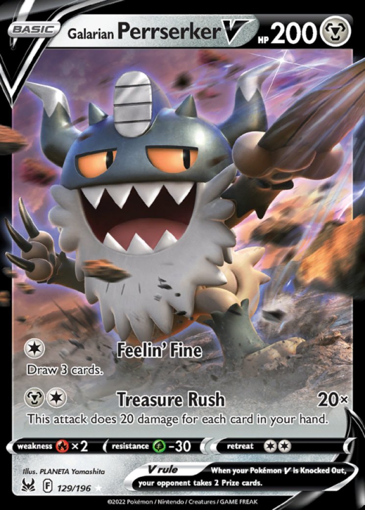 Galarian Perrserker V 129/196 Price 2026 | Lost Origin