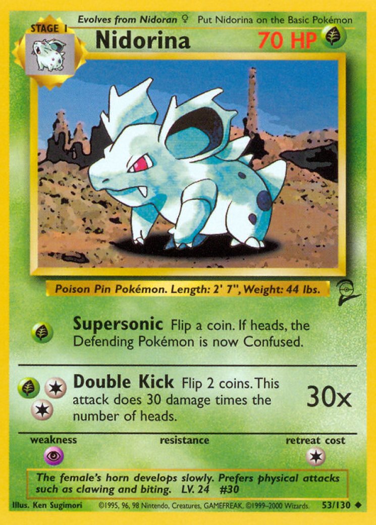 1995 nidorino pokemon card value 54/130 Price 2026 Grass Grass Nidorino [Blue Back] #33 Prices