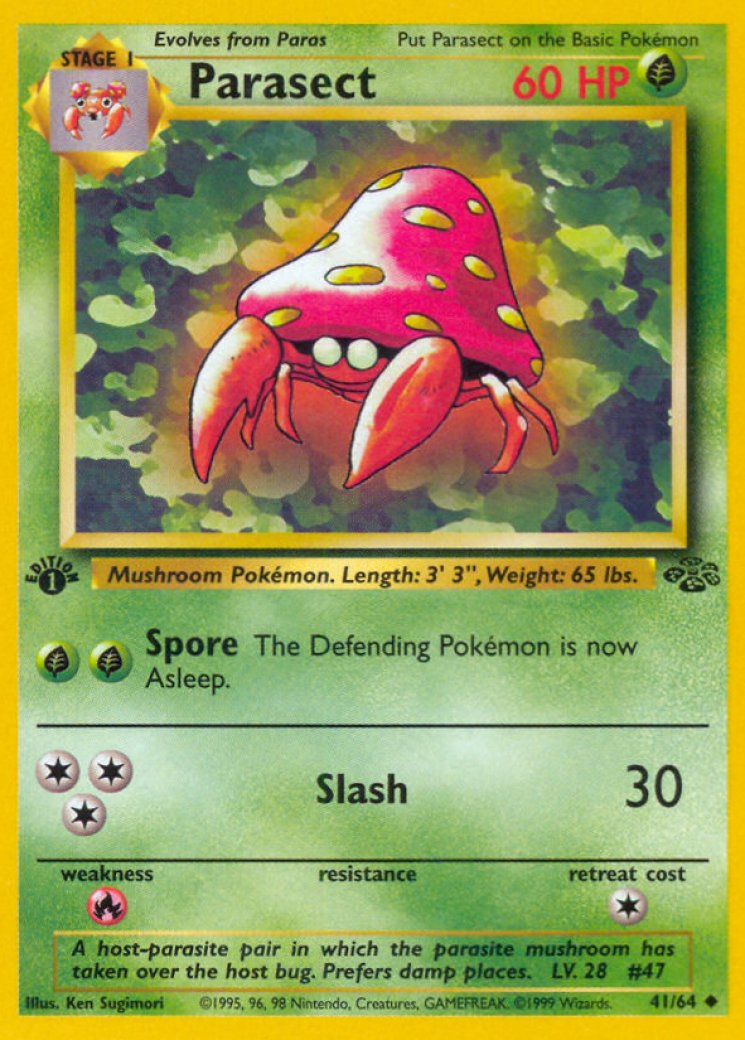 parasect pokemon card value parasect 41/64 @1995 First Generation Pokmon card